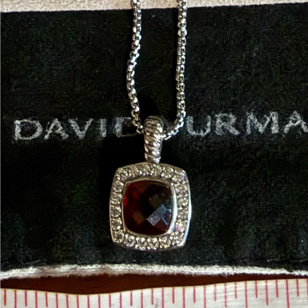 David Yurman Petite Albion Garnet & Diamond Necklace